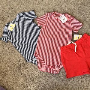 2 organic cotton onesie and pair of shorts